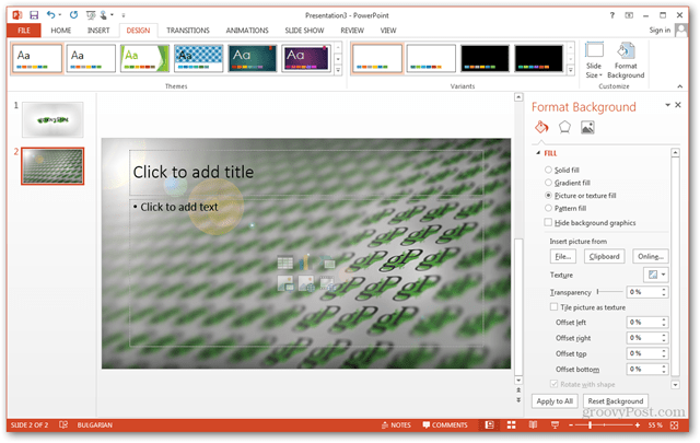 Vytvoření šablony Office 2013 Vytvoření vlastního designu POTX Přizpůsobení snímků Prezentace Výukový program Jak přizpůsobit pozadí