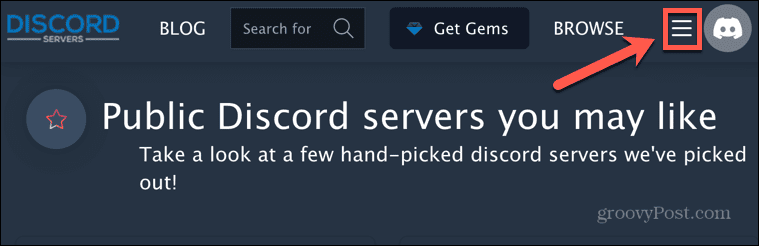 menu discord serveru