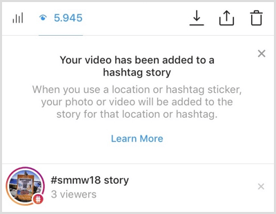 Instagram vám pošle oznámení, pokud je váš obsah přidán do příběhu hashtag.