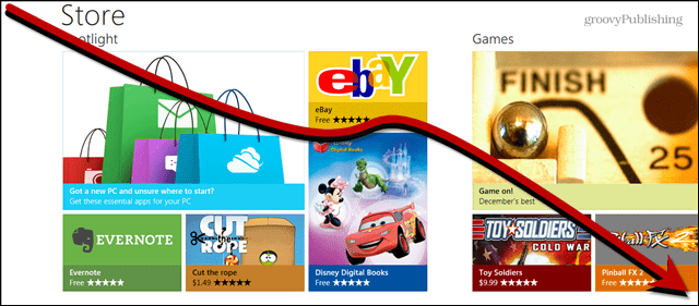 Příjmy z reklamy v obchodě Windows Store se ponoří do nosu