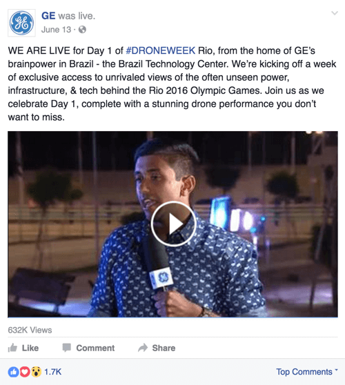 ge facebook live pro dron týden