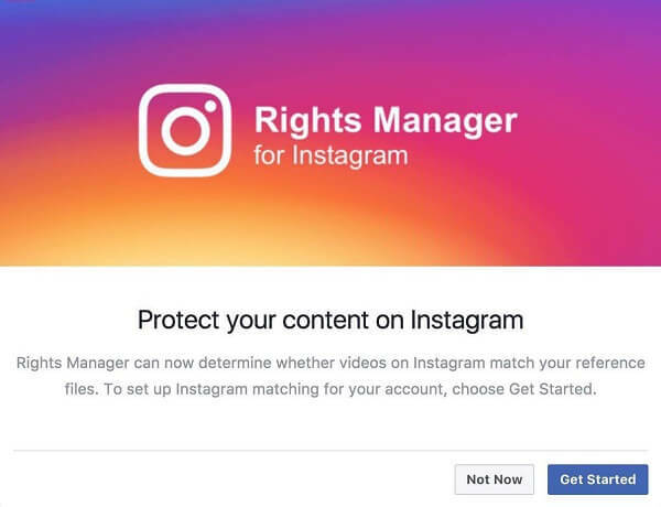 Zdá se, že Instagram povolil Správce práv pro Instagram.