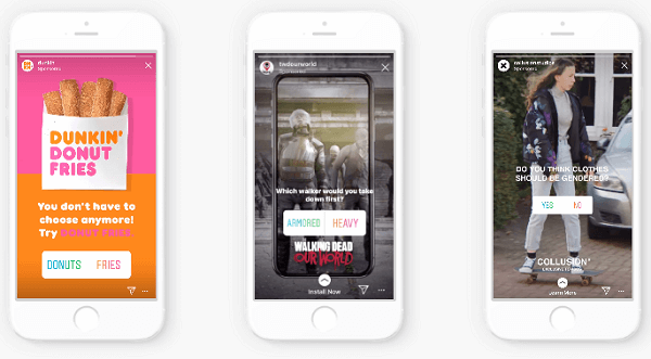 Instagram přidal možnost zahrnout interaktivní prvky do sponzorovaných příběhů, počínaje nálepkou pro hlasování.