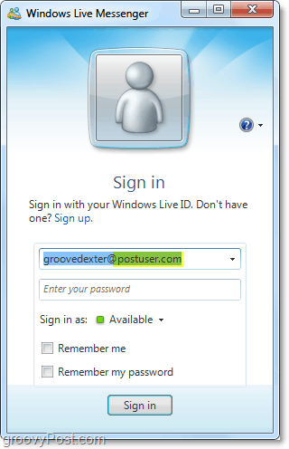 Windows Live Messenger lze použít s účtem vaší domény, pokud jej nastavíte