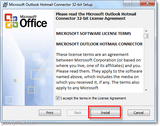 instalace nástroje Outlook Hotmail Connector Tool