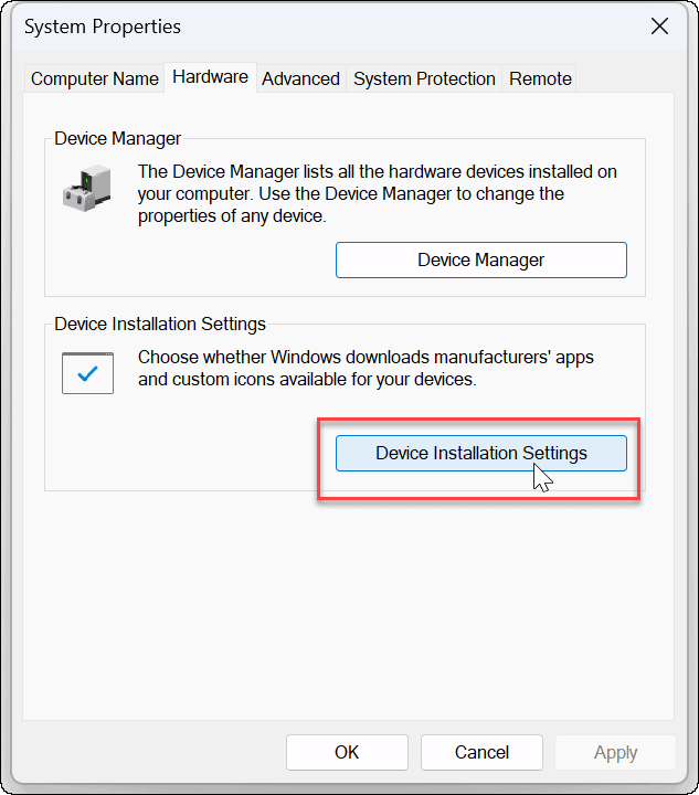 Zakažte automatickou instalaci ovladače v systému Windows 11