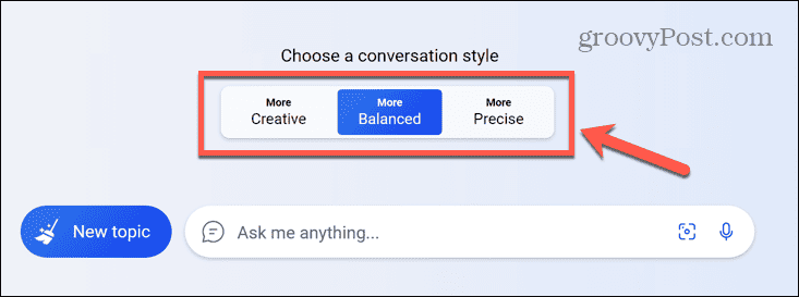 styl konverzace bing chat