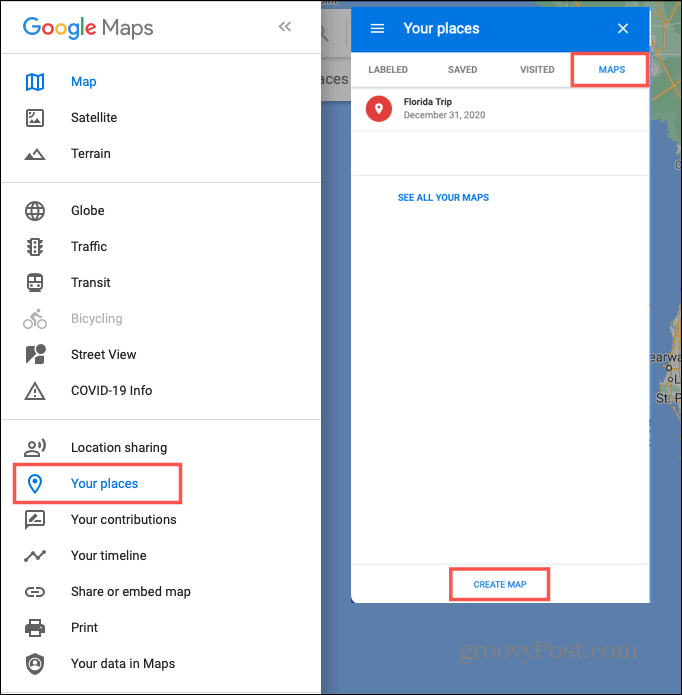 Vytvořte mapu pro Road Trip v Mapách Google