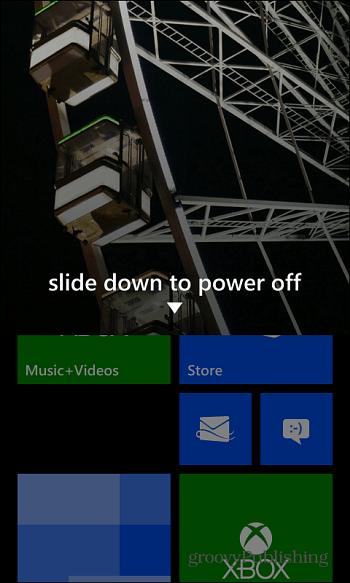 Stranou dolů vypněte Windows Phone 8