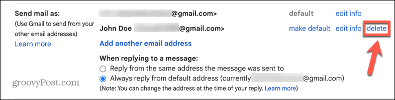 gmail odstranit alias