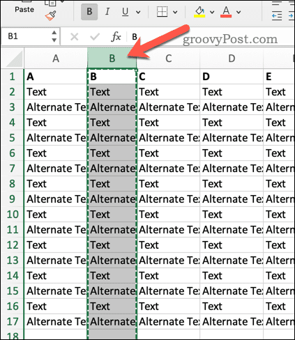 Vyberte záhlaví v Excelu