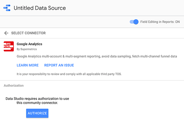 Jak připojit zdroj dat k Google Data Studio, tip 2