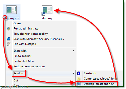 vytvořit zástupce na ploše Windows 7