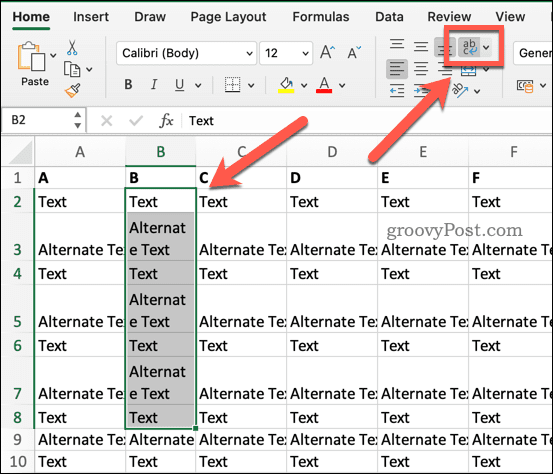 Obtékání textu v Excelu