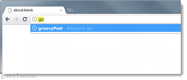 Chcete-li rychle navštívit web, zadejte klávesovou zkratku
