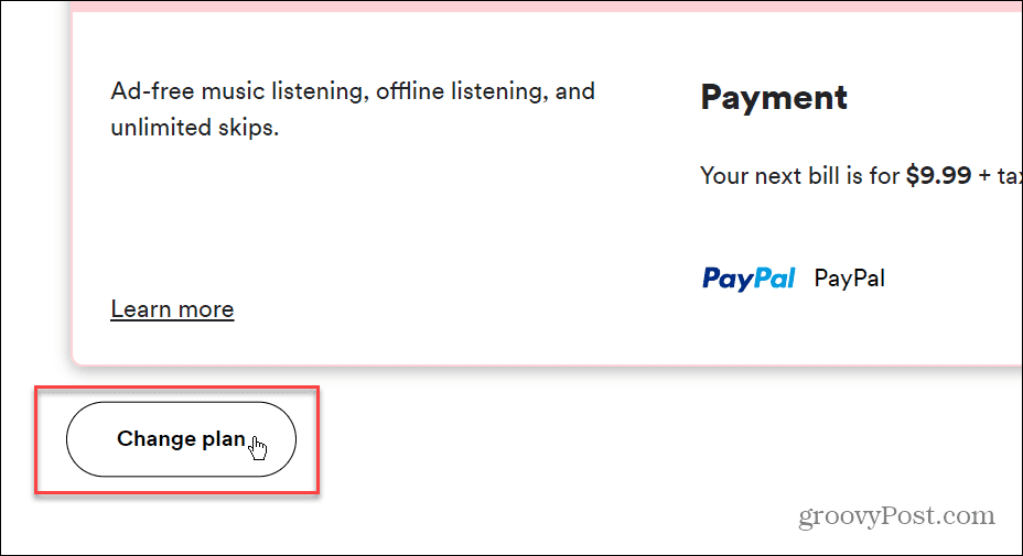 Změňte způsob platby na Spotify