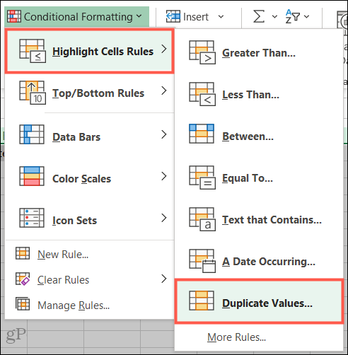 Zvýrazněte pravidla buněk, duplicitní hodnoty v aplikaci Excel