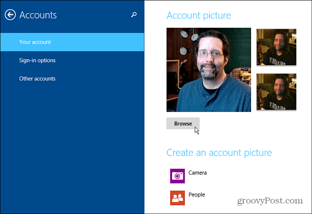 Jak změnit obrázek účtu Windows 8.1