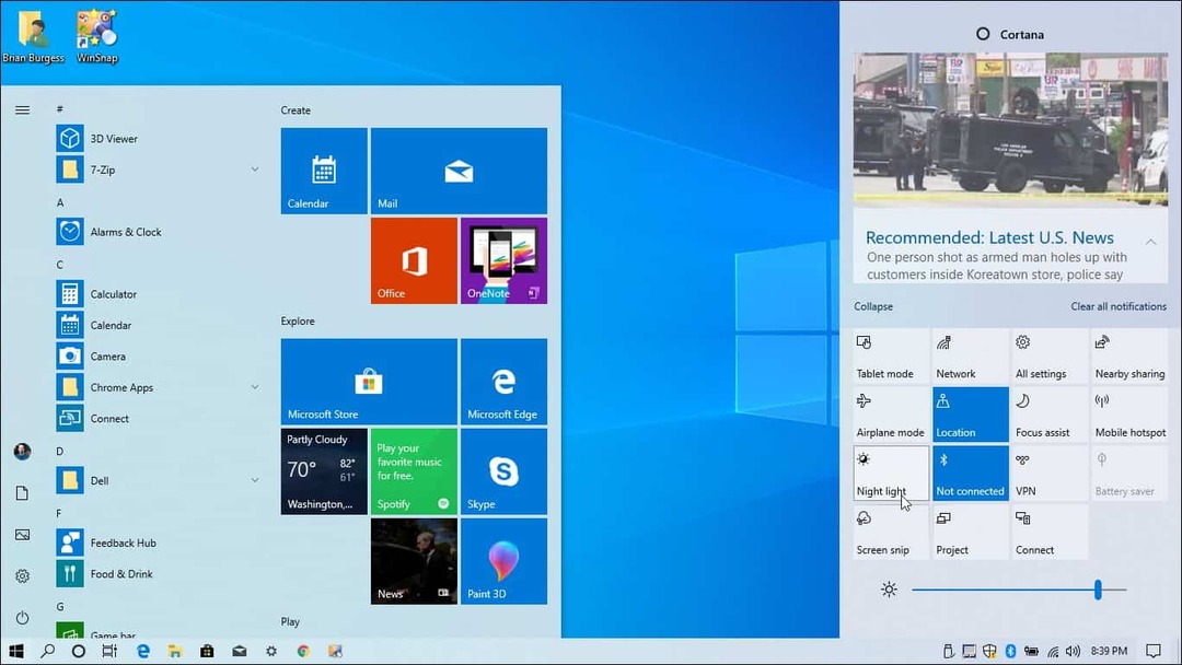 Full Light téma Windows 10 1903 květen 2019 aktualizace