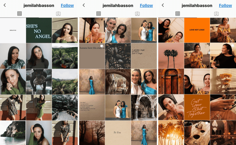 Instagramový obchodní profil pro Jemilah Basson