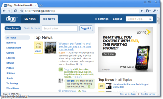 digg top novinky na nové digg screenshot