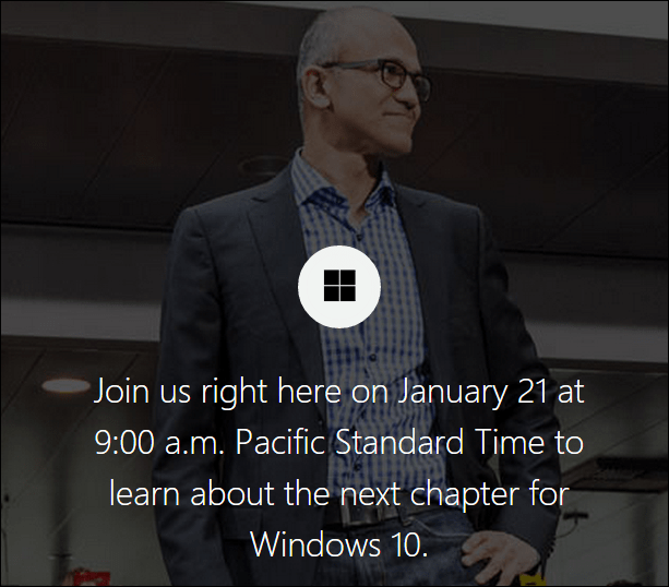 Microsoft Windows 10 Briefing Streaming Live, leden, 21