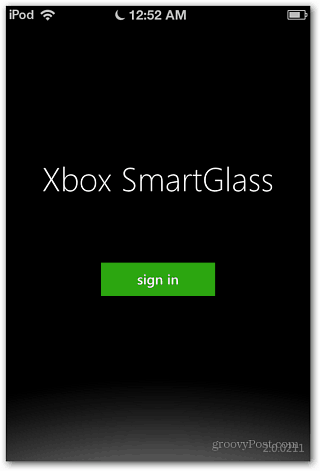 Xbox SmartGlass Přihlaste se do iOS