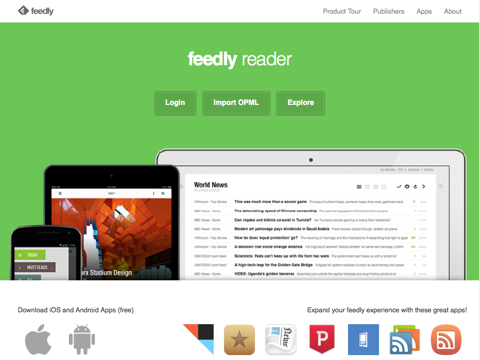 feedly domovská stránka