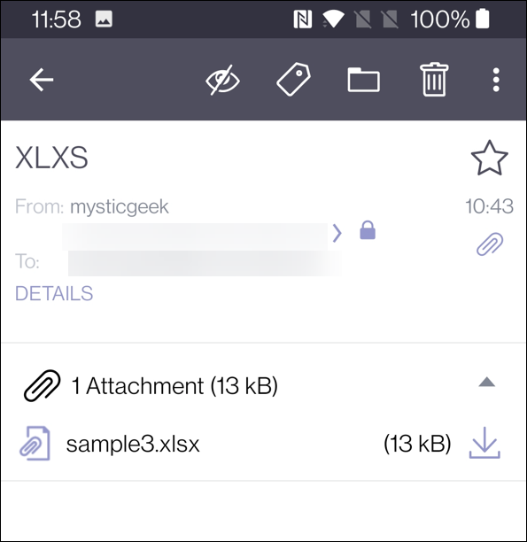 protonmail otevírá soubory xlsx v systému Android