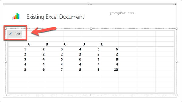 Úpravy existující tabulky aplikace Excel v aplikaci OneNote