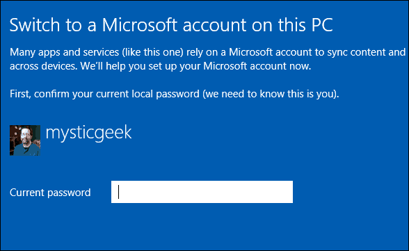 Přepněte na účet Microsoft