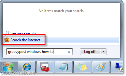 do Windows 7 vyhledávání a vyhledávání na internetu z nabídky Start orb vyhledávací pole