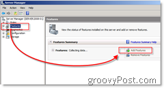 Postup přidání funkcí do systému Windows Server 2008