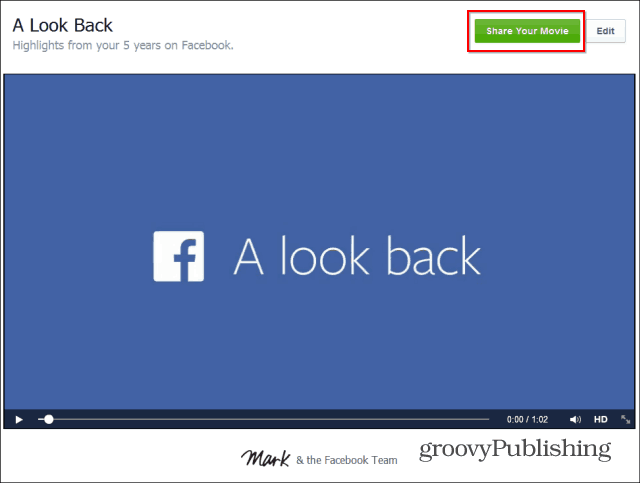 Facebook Look Back share