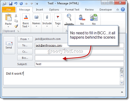 Automatická skrytá kopie do aplikace Outlook 2010