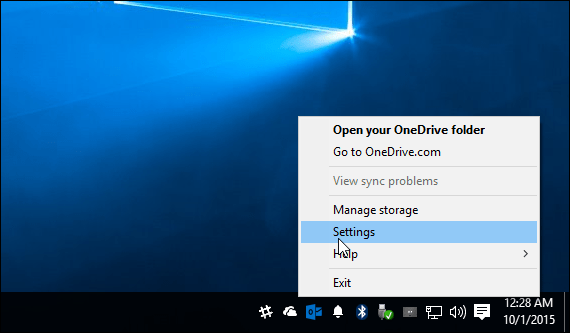 OneDrive Systémový zásobník Windows 10