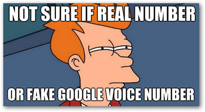 nejste si jisti, zda skutečné číslo nebo falešné číslo Google Voice
