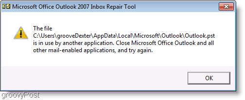 Screenshot - Oprava zprávy ScanPST aplikace Outlook 2007