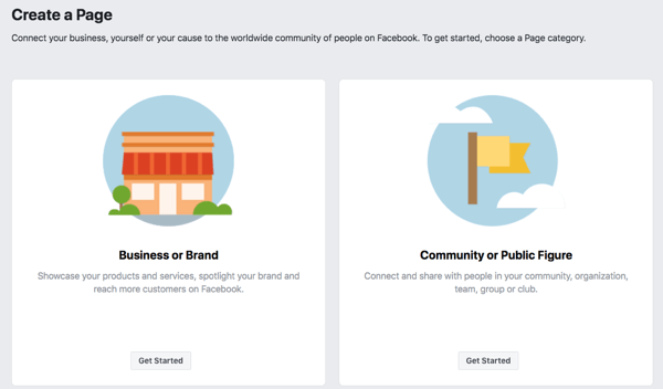 Krok 1 k vytvoření vaší obchodní stránky na Facebooku.