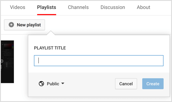 Kanál YouTube vytváří seznam skladeb