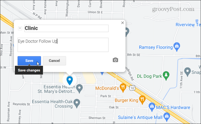 jmenný špendlík pro vlastní mapu Google