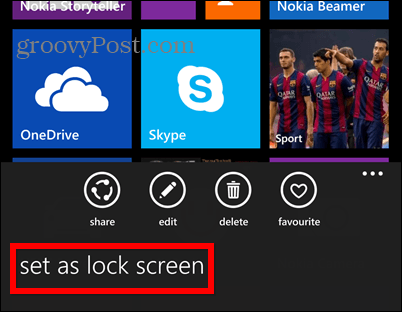 Sada zámku obrazovky Windows Phone 8.1