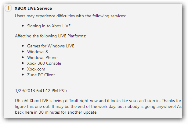 Aktualizace služby Xbox Live