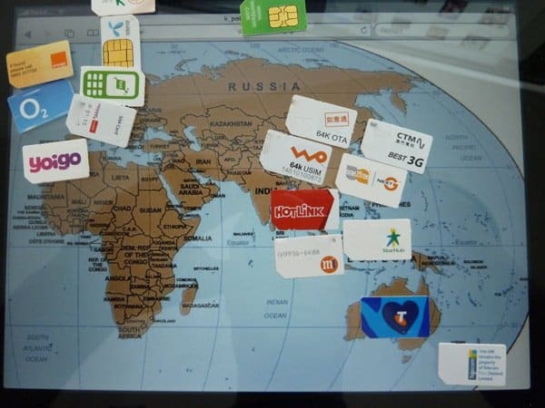 Mapa světa SIM karet