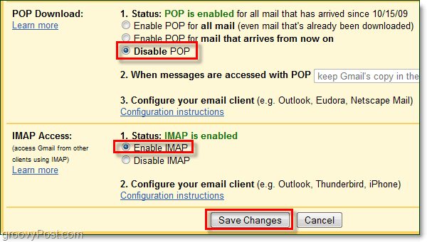 Připojte Gmail k Outlooku 2010 pomocí IMAP