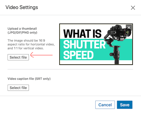 nahrajte soubor a použijte jej jako miniaturu ve videozáznamu na LinkedIn