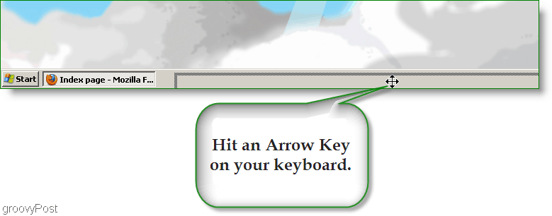Screenshot systému Windows XP - Stisknutím klávesy se šipkou vyhledejte ztracené okno