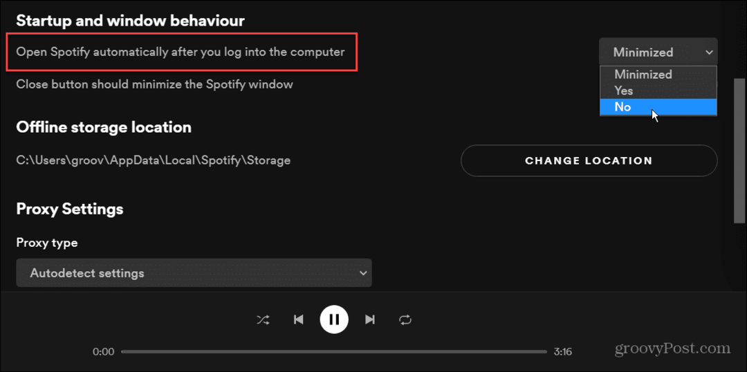 zastavit otevírání spotify při spuštění