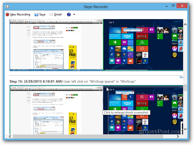 Odstraňování problémů s počítačem pomocí programu Záznamy kroků v systému Windows 8.1