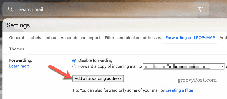 Přidejte adresu pro přesměrování Gmailu